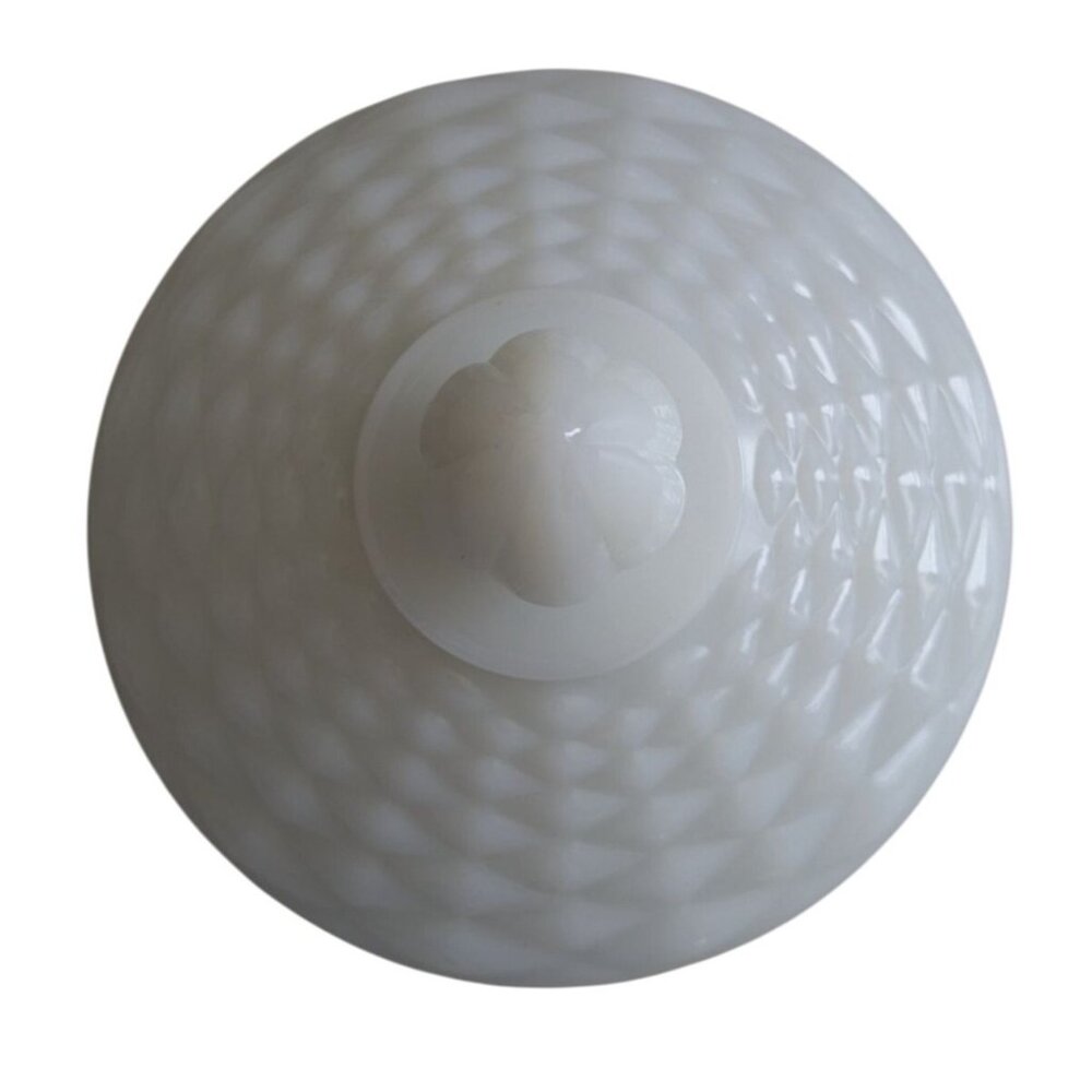 Vintage Milk Glass Pedestal Covered Candy Dish Basket Weave Design 10" Tall Coll - Picture 5 of 9
